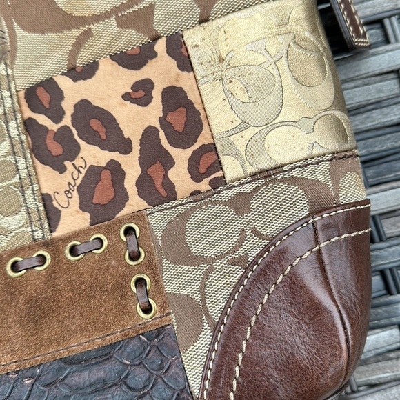 Coach Brown Leather Patchwork Cross Body Bag - Picture 9 of 17